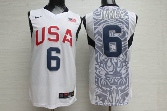 Nike Team USA 2008 Olympics LeBron James 6 Basketball Jersey White